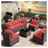 7-Pc Outdoor Sectional Patio Cushin Cover Set Red