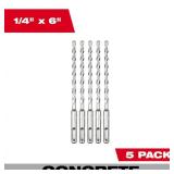 SDS PLUS M2 2-Cutter Drill Bit-1/4x6in-5 Pack