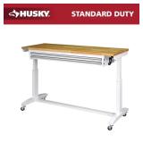 Husky 62" W White Table with 2 Drawers