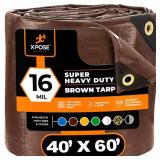 Brown Super Heavy Duty Tarp 16 mil 40x60