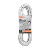 HDX 15 ft 16/3 Light Duty Extension Cord, White