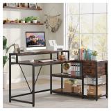 Tribesigns L Desk with Drawer, Brown