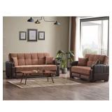 Maya 62.59" Brown Chenille 2-Seat Loveseat