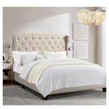Boyel Living Beige Wood Frame Tufted Bed