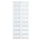 24 in. x 80 in. Louver Pine White Bi-fold Door