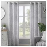 Carmel Leaves Gray Jacquard Curtain Panel