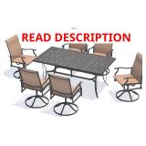BUPPLEE 7-Piece Patio Dining Set (Brown) Missing