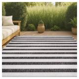 Aveiro Black/Cream 4 ft x 6 ft Rug - Stripe