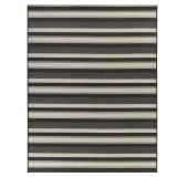 Black 8 x 10 Striped Indoor/Outdoor Area Rug