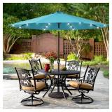 9 ft Solar Patio Market Umbrella Lake Blue