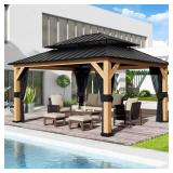 Cedar Wood Gazebo with Steel Roof Netting