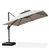 10 ft Square Cantilever Grey Aluminum Umbrella
