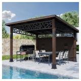 14 ft x 12 ft Outdoor Gazebo with Black Top