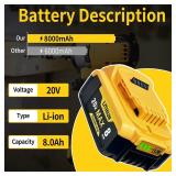 20V 8.0Ah Replacement Battery For DeWalt Tools