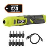RYOBI 4V Cordless Screwdriver Kit (10-Pc)