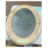 Oval Mirror with Floral Painted Frame