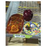 Hand-Painted Ceramic Dish and Candle Holder Set