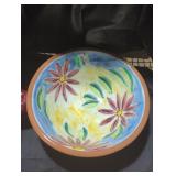 Hand-Painted Floral Ceramic Bowl from Portugal