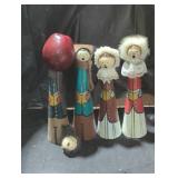Painted Wooden Caroler Figurines Set