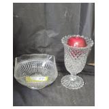 Decorative Glass Compote and Bowl Set