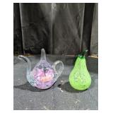 Teapot and Pear Paper Weights