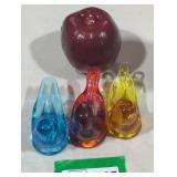 Colorful Glass Birds with Decorative Apple