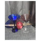 Pair of Colored Glass Martini Glasses