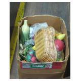 Collection of Artificial Produce and Basket