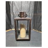 Rustic Metal Lantern with Candle