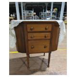 Vintage Wooden Side Table with Lace Cover