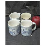 Set of Four Decorative Ceramic Mugs