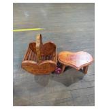 Rustic Christmas-Themed Basket and Stool Set