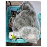 Fur Shawl and Christmas Decor Tote Lot