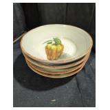 Set of Four Vegetable-Themed Ceramic Bowls