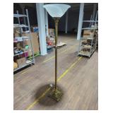 Vintage Torchiere Floor Lamp with Fluted Shade