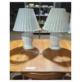 Pair of Woven Wicker Table Lamps