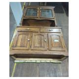 Oak Hutch with Glass Paneled Doors