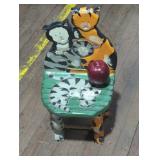 Hand-Painted Cat Motif Decorative Chair