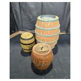 Vintage Barrel Style Coin Banks - Qty 3