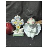 Porcelain Angel and Decorative Cross Figures