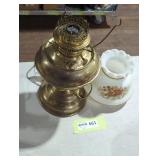 Electric Kerosene-Style Lamp with Floral Shade