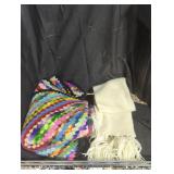 Colorful Blanket and Cream Scarf Set