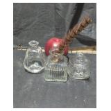 Trio of Vintage Glass Inkwells