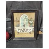 Framed Bathtub Scene Artwork by C. Wimerle Olson
