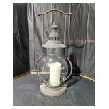 Vintage Metal Lantern with Glass Enclosure