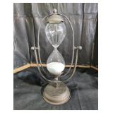 Glass Hour Glass with Metal Rotating Frame