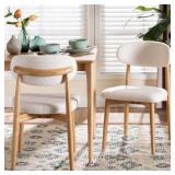 Wattsu White Boucl  & Natural Wood Chair (2)