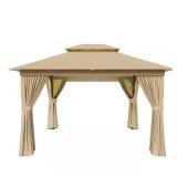 Beige Outdoor Gazebo 12x10 Metal Frame, maybe inc