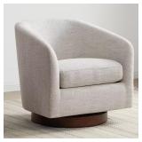 Nereus Ivory Fabric Swivel Accent Chair