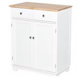 White Wood 15.75 in Kitchen Island with Board